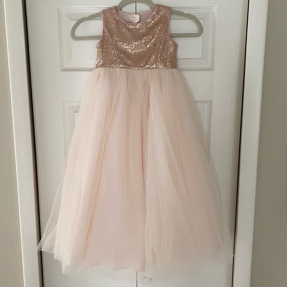 David's Bridal Other - Heart back sequin and tulle flower girl gown